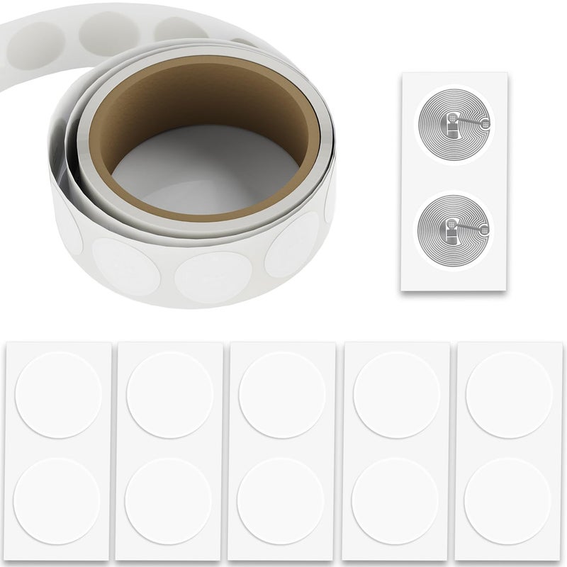 Timeskey NFC 100pcs TimesKey NFC Tag Ntag213 25mm NFC Stickers Writable NFC Chips Sticker Programmable NFC 213 Tags 144 Bytes Memory Compatible with Android iPhone and Other NFC Enabled Devices - Image 1